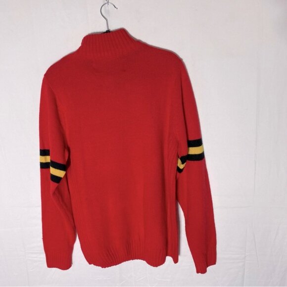 Vintage NHL Red Yellow Black Mock Neck Knit Calgary Flames Pullover Sweater M - Picture 15 of 16